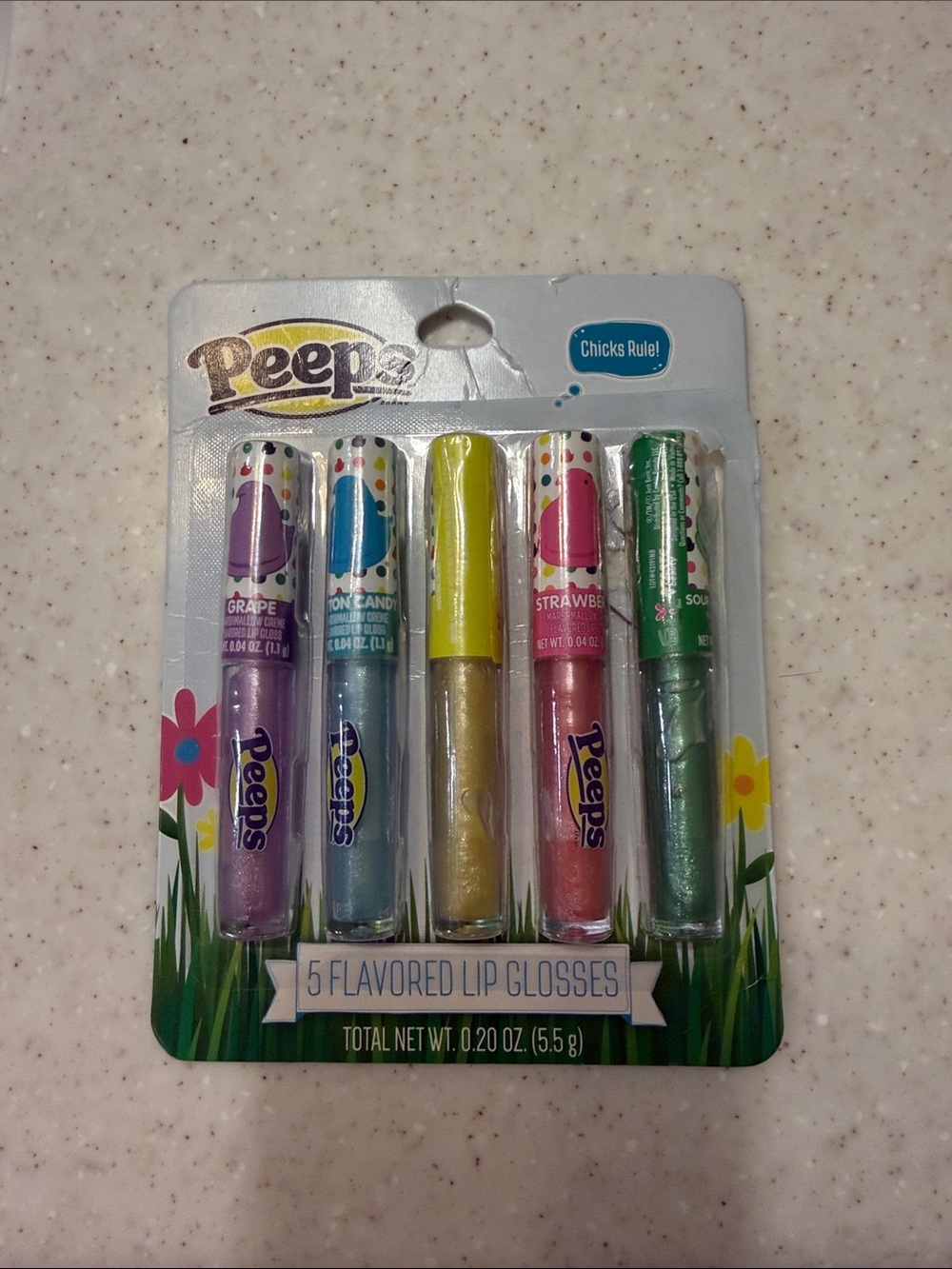 Peeps 5-Piece Flavored Lip Gloss Set — Purple, Blue, Yellow, Pink, Green
